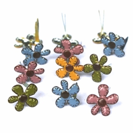 Mini Stitched Flower Brads - Fall