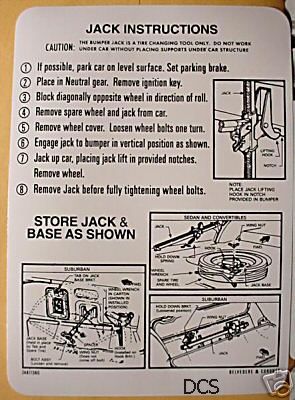 1966-67 B-BODY BELVEDERE & CORONET JACK INSTRUCTION