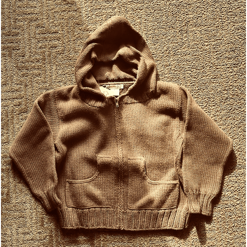 Brown Hooded Zipper Cardigan