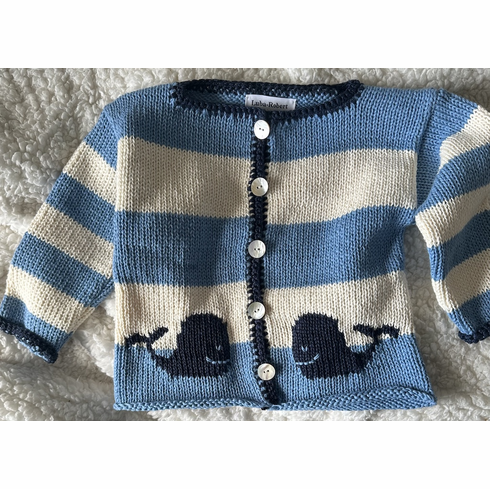 stripe whale cardigan