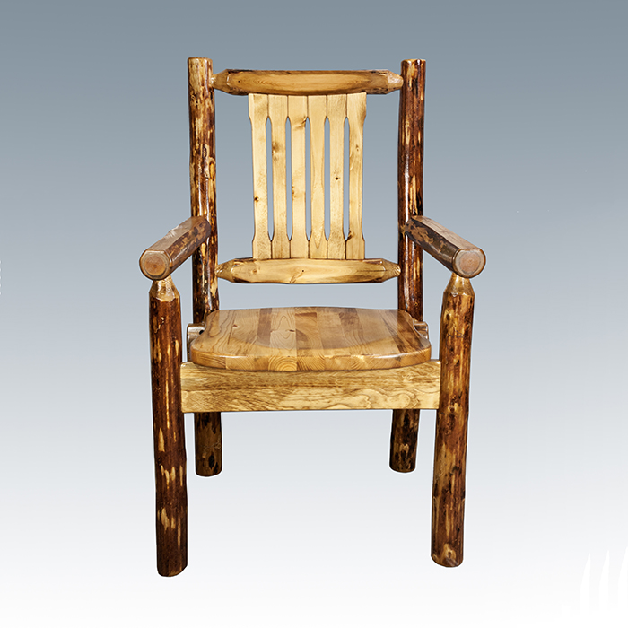 Amish "Glacier" Pine Log Dining Table 4 PostLog Cabin Rustics