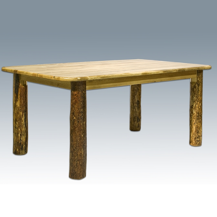 Amish "Glacier" Pine Log Dining Table 4 PostLog Cabin Rustics