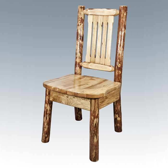 Amish "Glacier" Pine Log Dining Table 4 PostLog Cabin Rustics