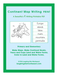 Continent Map Writing PDF Print