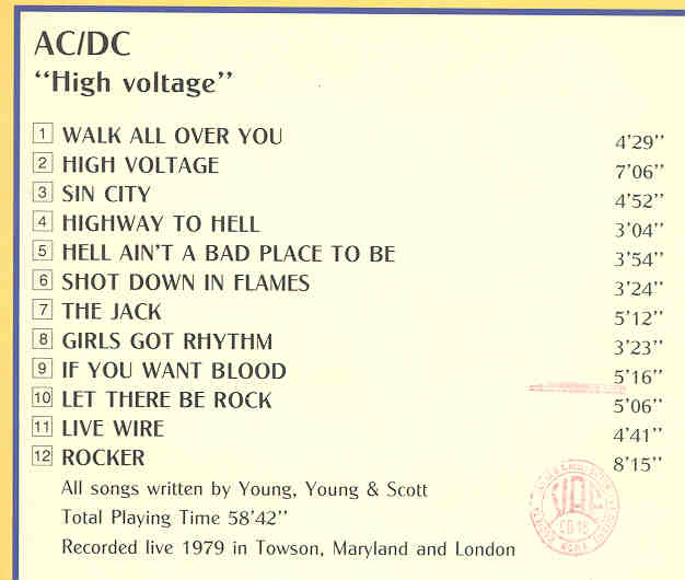 Ac Dc - Cd High Voltage Live 1979
