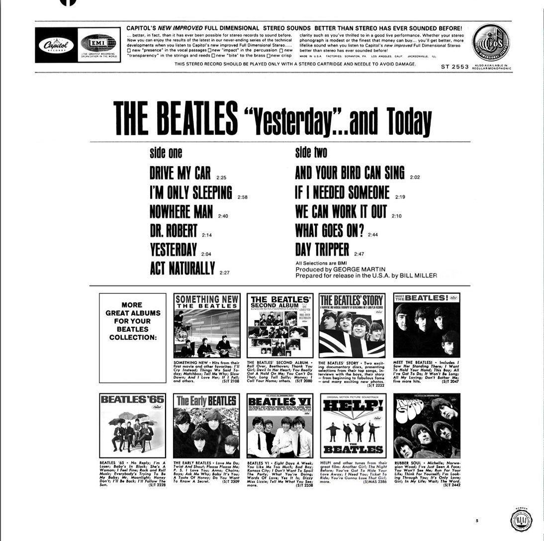 Beatles Alternate Stereo Album Cover Yesteday And Today Blue