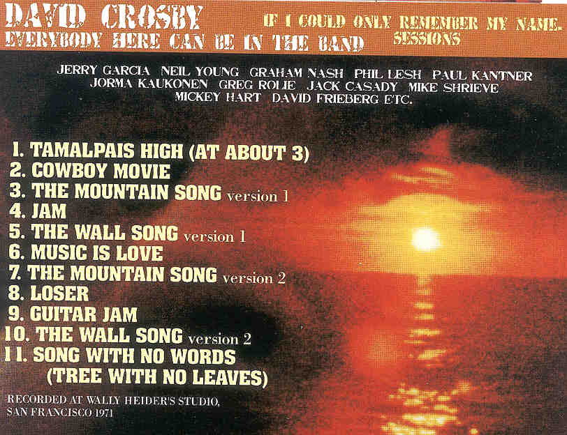 David Crosby Cd If I Could Only Remember My Name Sessions David Crosby Cd If I Could Only Remember My Name Sessions