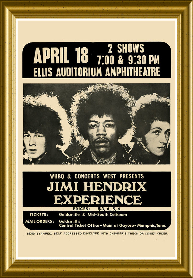 Jimi Hendrix Experience at Memphis Concert Poster 1969