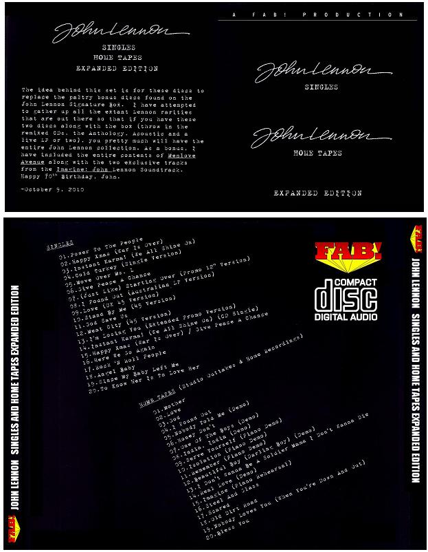 John Lennon (Two Discs) Singles And Home Tapes