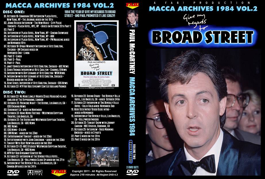 PAUL McCARTNEY (2/DVD) MACCA ARCHIVES 1984 VOL.2 Broad Street