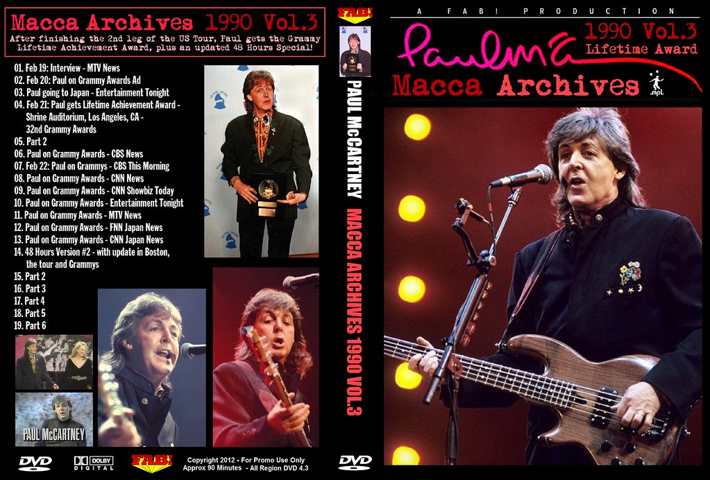 PAUL McCARTNEY DVD MACCA ARCHIVES 1990 VOL.3