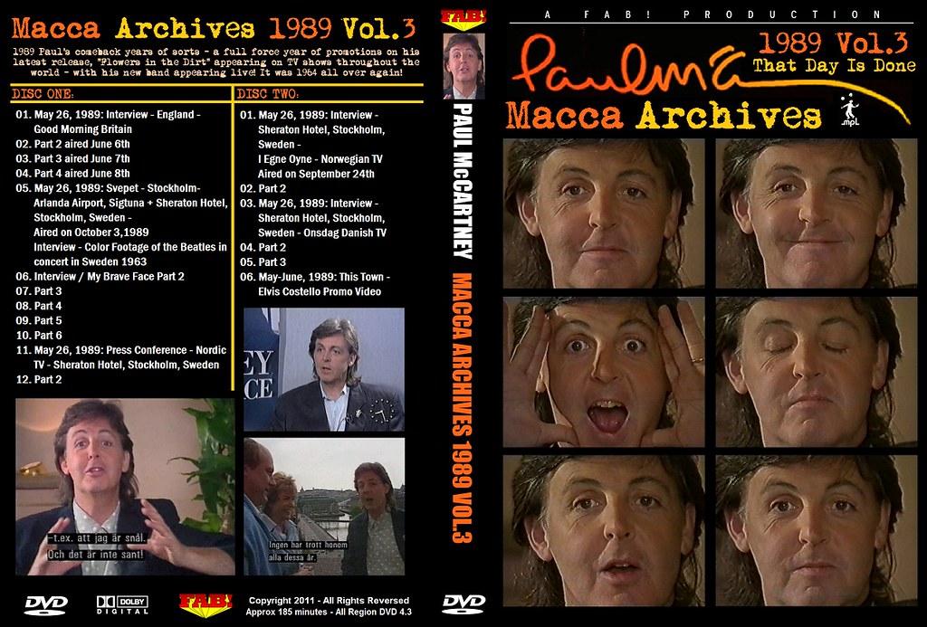 PAUL McCARTNEY (2/DVD) MACCA ARCHIVES 1989 VOL.3