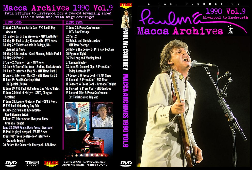 PAUL McCARTNEY (2/DVD) MACCA ARCHIVES 1990 VOL.9