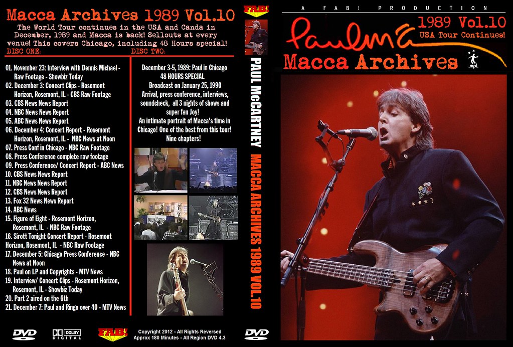 PAUL McCARTNEY (2/DVD) MACCA ARCHIVES 1989 VOL.10