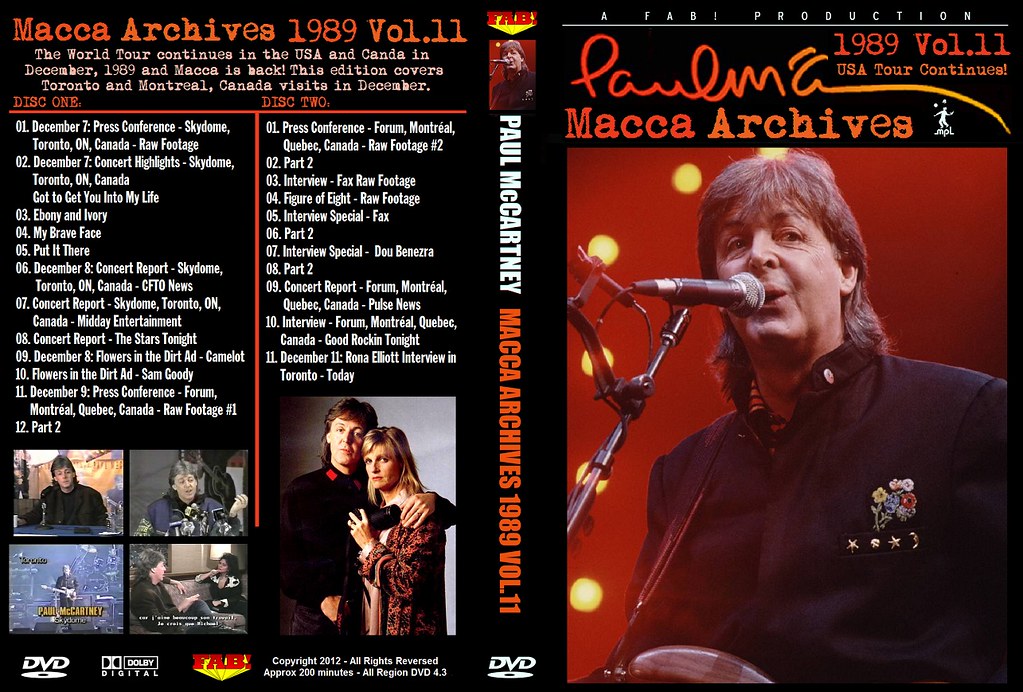 PAUL McCARTNEY (2/DVD) MACCA ARCHIVES 1989 VOL.11
