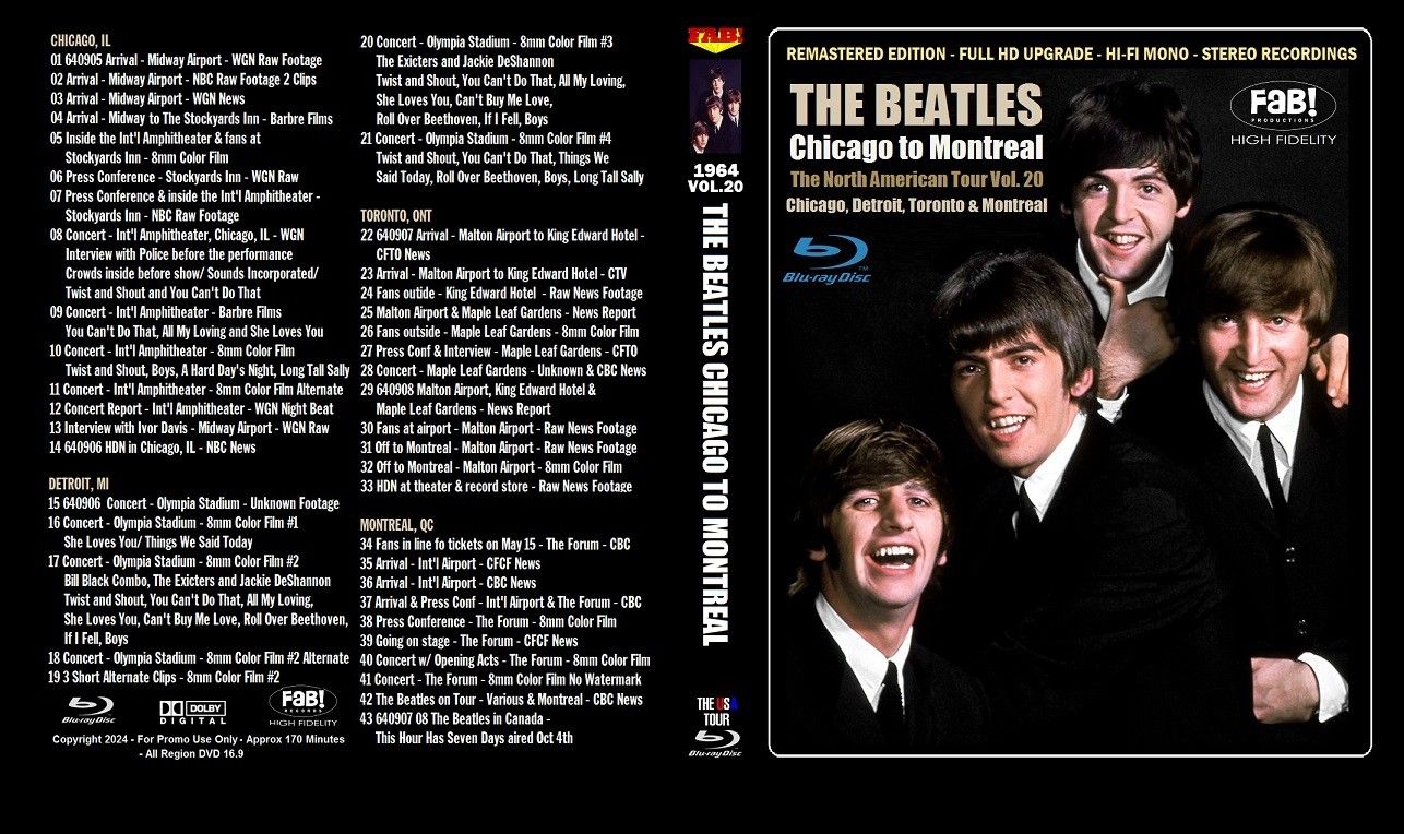BEATLES DVD CHICAGO TO MONTREAL 1964 THE USA TOUR VOL.20 BLURAY
