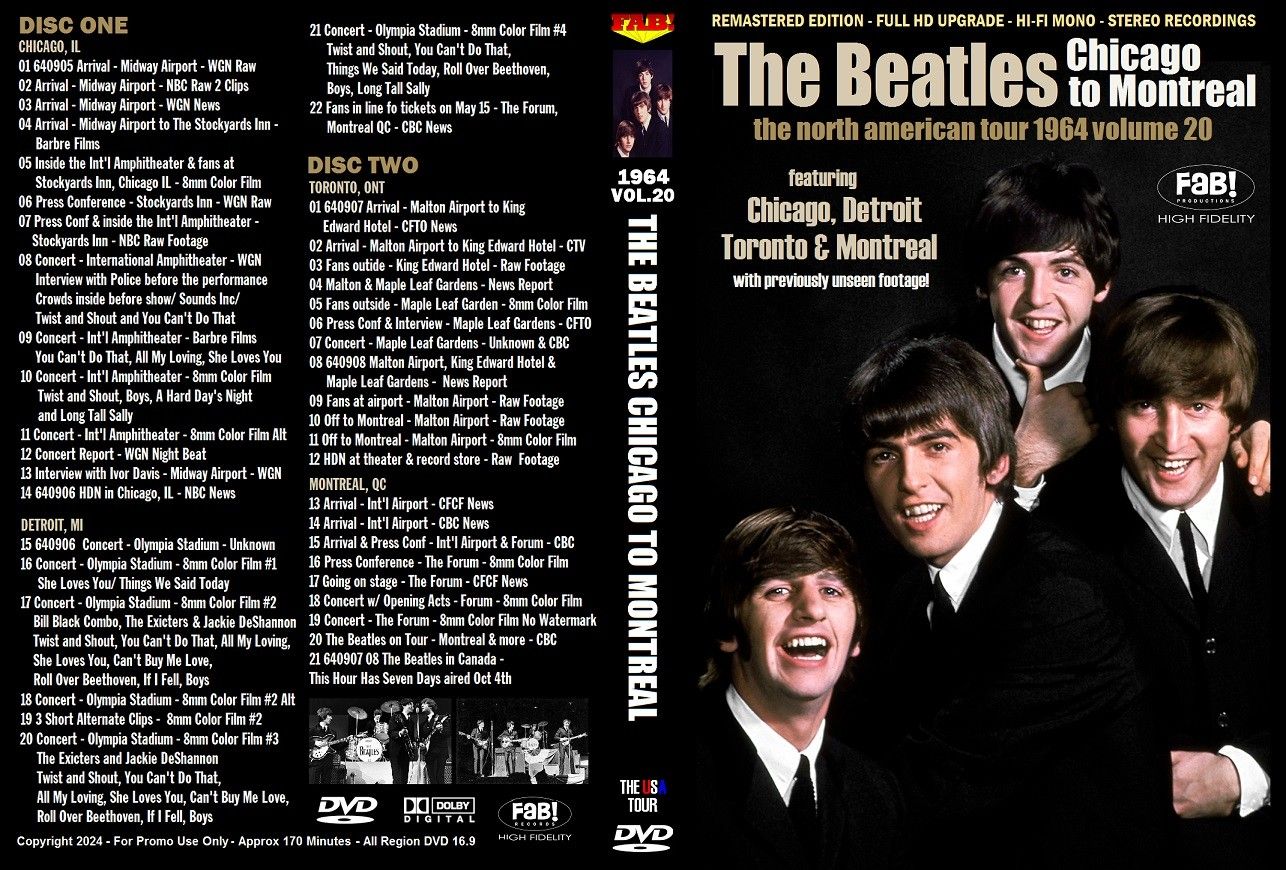 BEATLES (2/DVD) CHICAGO TO MONTREAL 1964 THE USA TOUR VOL.20