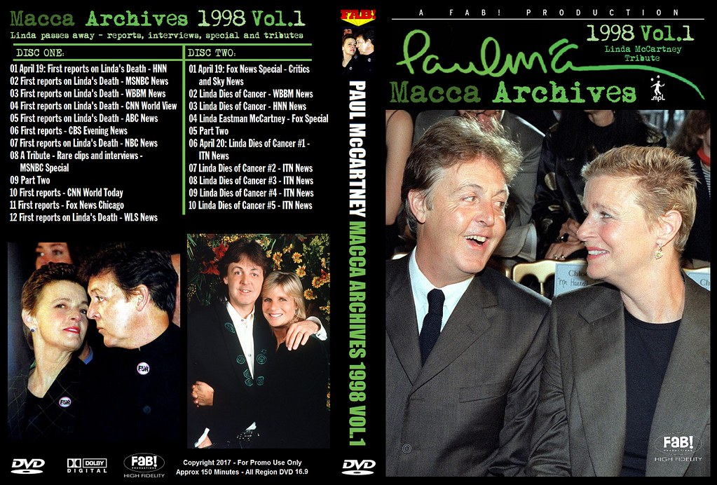 PAUL McCARTNEY (2/DVD) MACCA ARCHIVES 1998 VOL.1
