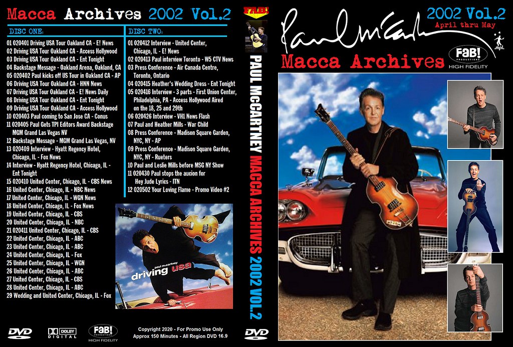 PAUL McCARTNEY MACCA ARCHIVES 2002 VOL.2 2 DVD