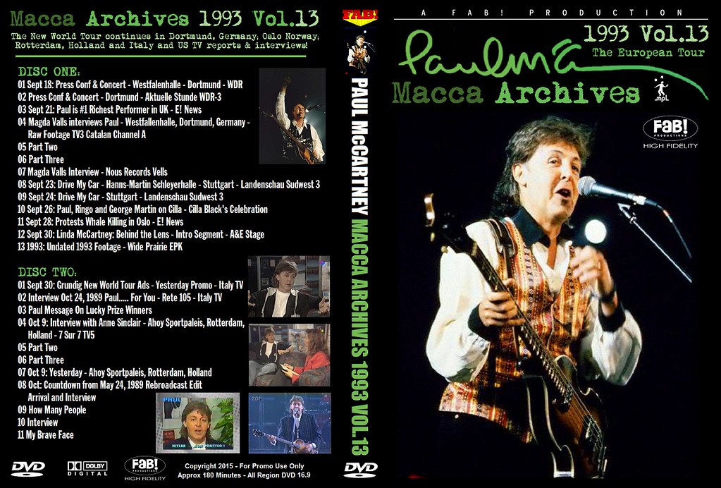 PAUL McCARTNEY (2/DVD) MACCA ARCHIVES 1993 VOL.13