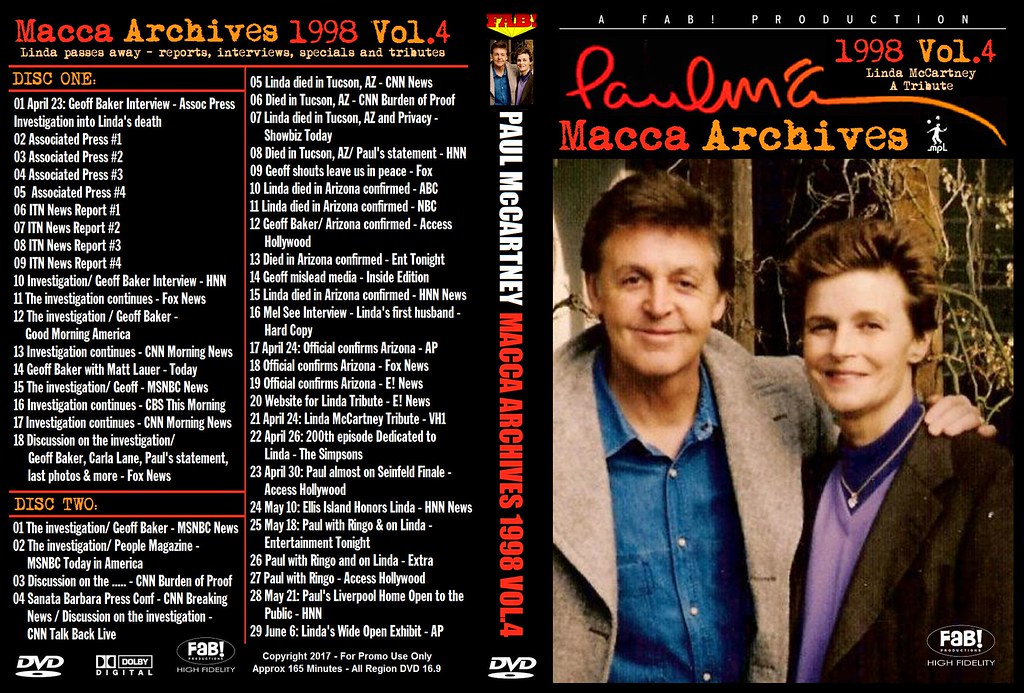 PAUL McCARTNEY (2/DVD) MACCA ARCHIVES 1998 VOL.5