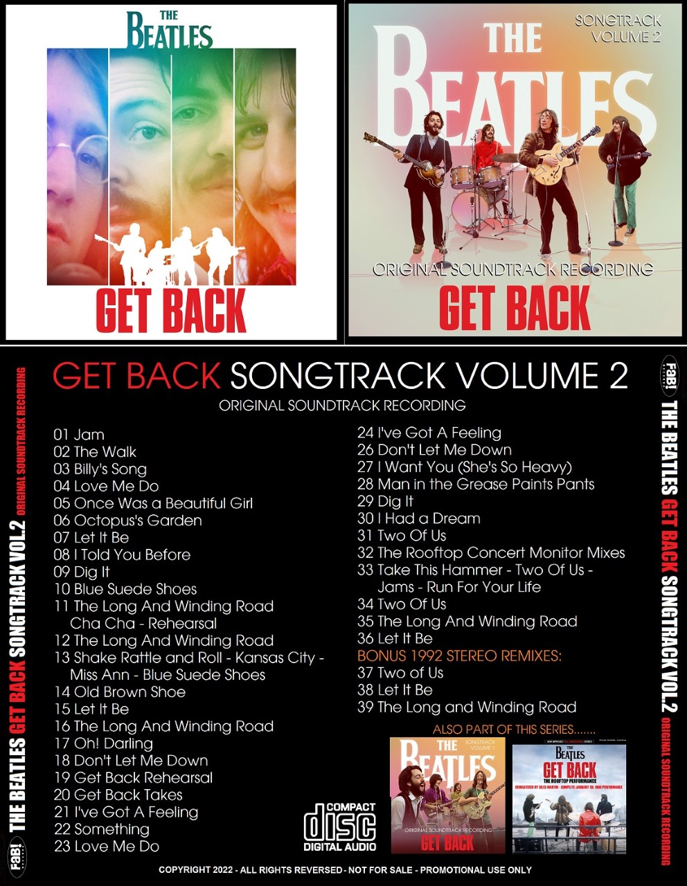 BEATLES CD GET BACK SOUNDTRACK 2021 VOL.2