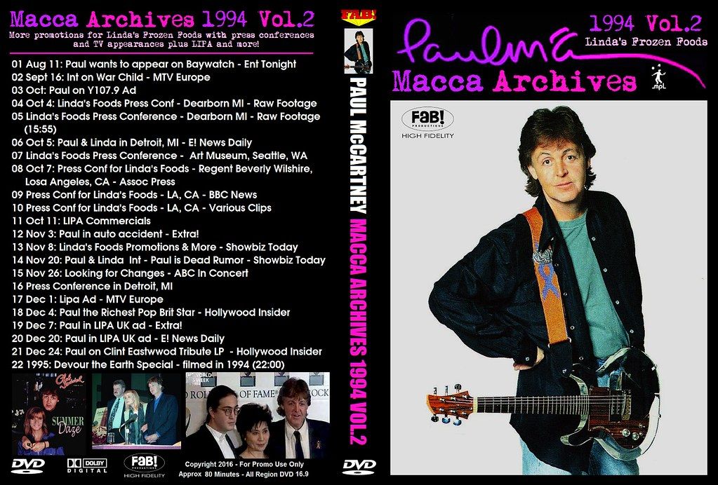 PAUL McCARTNEY DVD MACCA ARCHIVES 1994 VOL.2