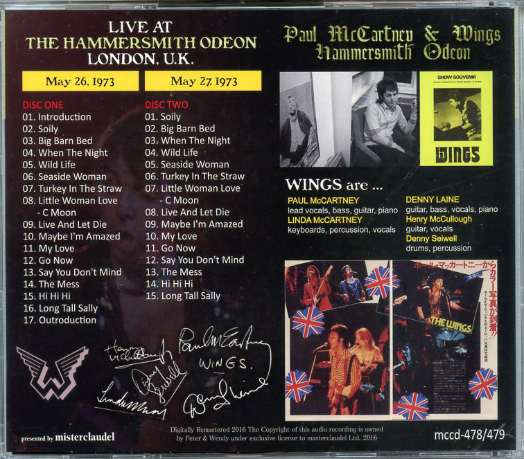 Paul McCartney & Wings (2/Cd) Hammersmith Odeon 1973