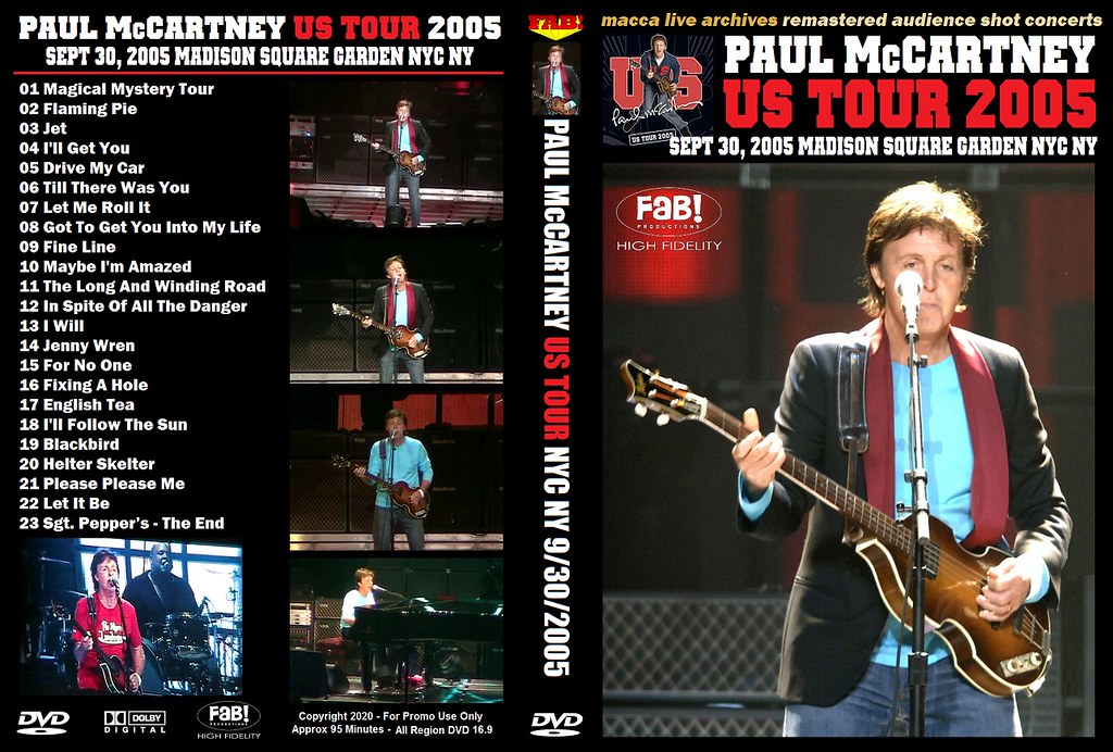 PAUL McCARTNEY DVD US TOUR NYC NY 9/30/2005