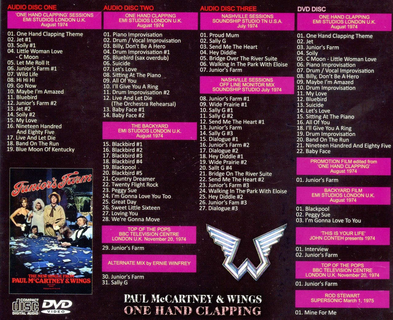 Paul McCartney & Wings (3/Cd/Dvd) One Hand Clapping 1974
