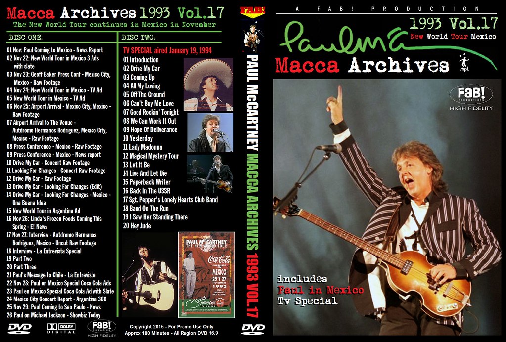 PAUL McCARTNEY (2/DVD) MACCA ARCHIVES 1993 VOL.17 MEXICO 