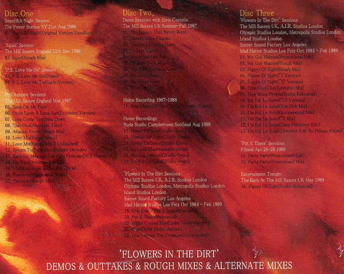 Paul McCartney Flowers In The Dirt Sessions (3 Cd Set)