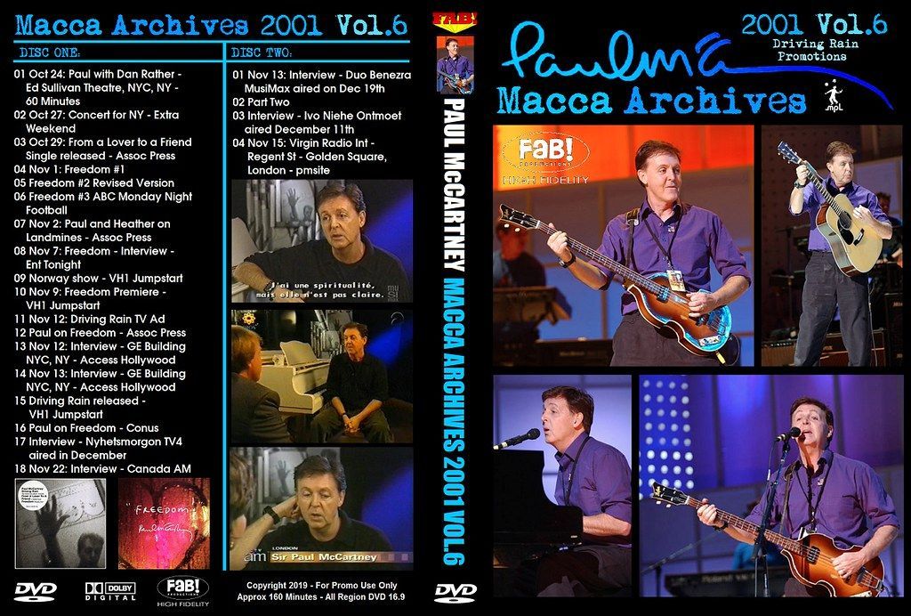 PAUL McCARTNEY MACCA ARCHIVES 2001 VOL.6 (2/DVD)