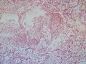 819589 Yuwa Kowa Live Life Toile Red on Cream