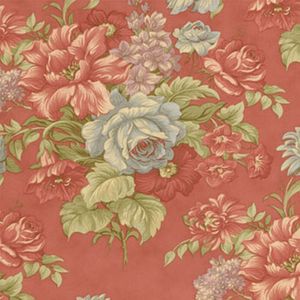 Beach House Large Floral in Red Faded Blooms