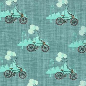 Bluebird Park Teal 13103 14 Bicycles by Kate &amp; Birdie Paper Co