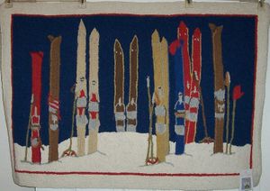 Snow Ski Time Hooked Rug