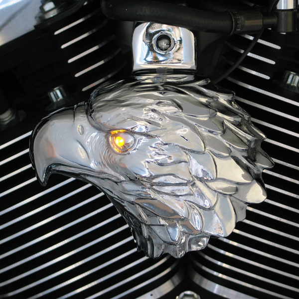 CHROME BALD EAGLE W/ LED EYE