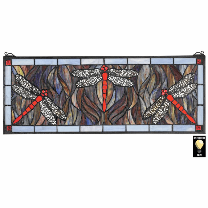 Design Toscano Cobalt Blue Dragonfly Stained Glass tf510021