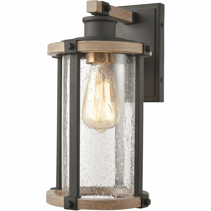 Elk Geringer 14" Wall Lighting Sconce Charcoal, Beechwood, and