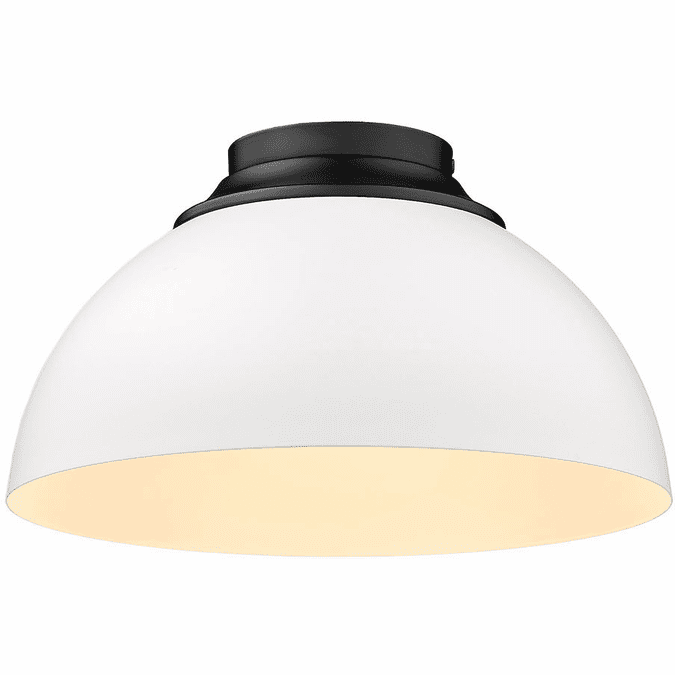 Golden Zoey 13.75" Flush Mount Lighting Fixture Matte Black 6956FM