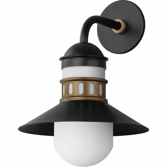 Maxim Admiralty 16.75" Nautical Outdoor Wall Sconce Light Black / Antique Brass 35124SWBKAB