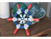 10" Americana SHIP WHEEL - STARS AND STRIPES USA Flag Colors - Patriotic / Nautical Theme Rustic Decor.