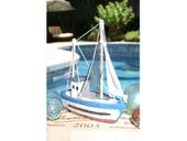 10" FISHING BOAT Model Trophy - RED, BLUE OR YELLOW and White Coastal Colors - Rustic Nautical Decor