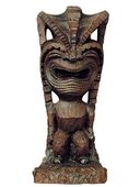 10" Hawaiian-style HAPPY Tiki Statue, Polynesian Sculpture, South Pacific Wood Carving, Oceanic Art. Hawaiian Gifts with Aloha...