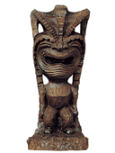 10" Hawaiian-style HAPPY Tiki Statue, Polynesian Sculpture, South Pacific Wood Carving, Oceanic Art. Hawaiian Gifts with Aloha...