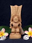7" HAWAIIAN Fishing TIKI Statue - Traditional Polynesian Sculpture - Tropical Decoration
