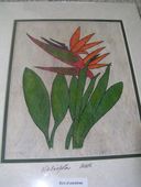 11 x 14 Hawaiian BIRD OF PARADISE Floral Tapa Cloth Painting. Tropical Home Decor. Oceanic Art.