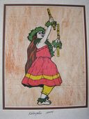 11 x 14 Hawaiian HULA DANCER Tapa Cloth Painting. Tropical Home Decor. Oceanic Art.