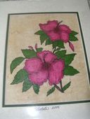 11 x 14 Hawaiian PINK HIBISCUS Floral Tapa Cloth Painting. Tropical Home Decor. Oceanic Art.